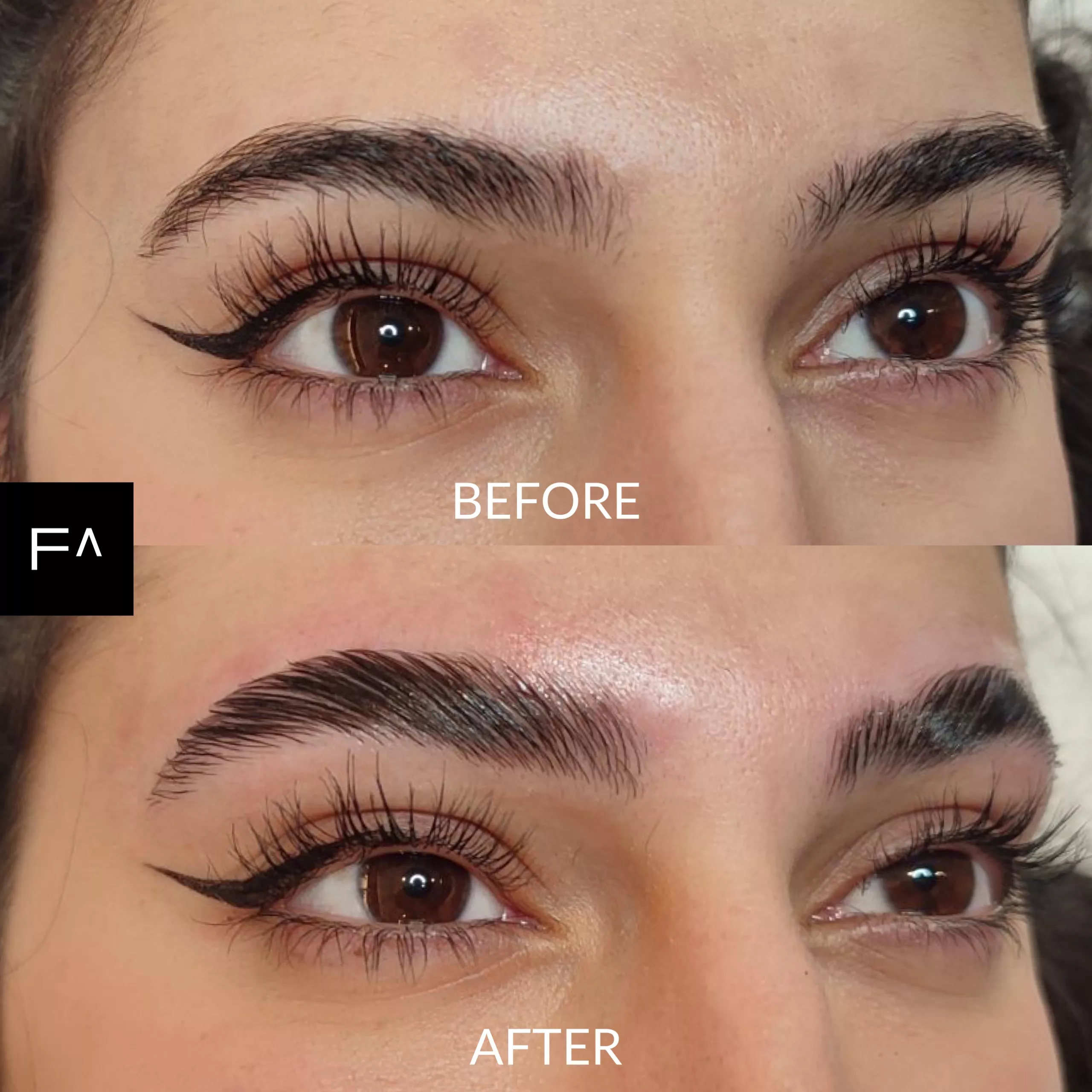 brow lamination before & after
